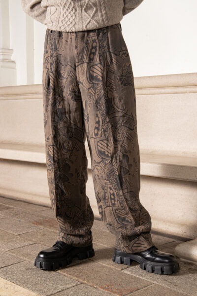 Vivienne Westwood "Krall Elasticated" Hose aus Leinen in Anthrazit und Braun