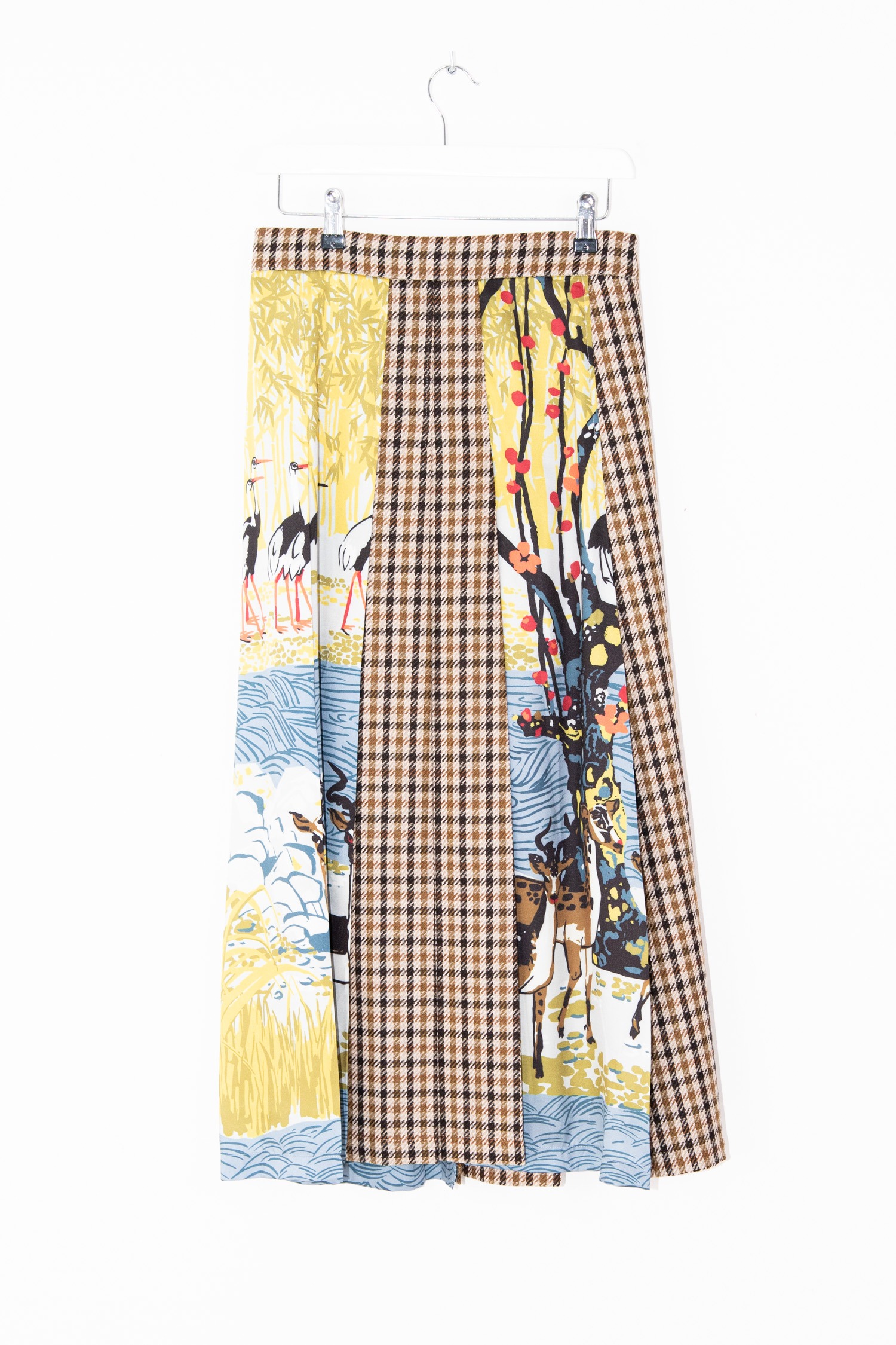 Weekend Max Mara Faltenrock mit Karomuster und Tiermotiv