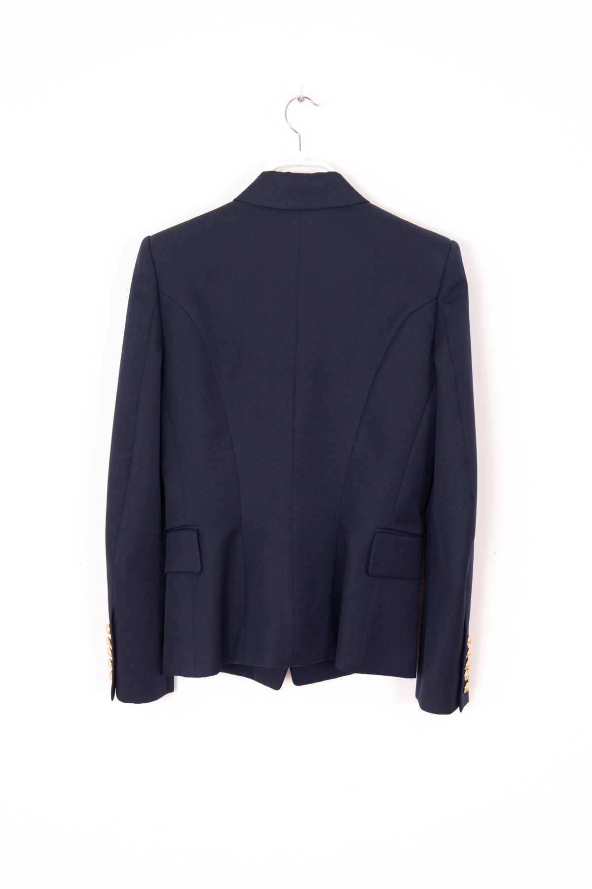 Balmain Blazer aus Wolle in Dunkelblau und Gold