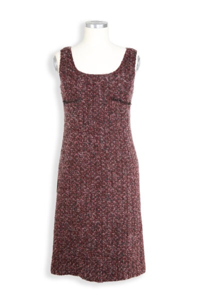 Chanel Midikleid aus Bouclé in Bordeaux