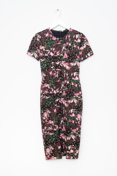 Givenchy Midikleid mit Blumenprint in Schwarz und Bunt