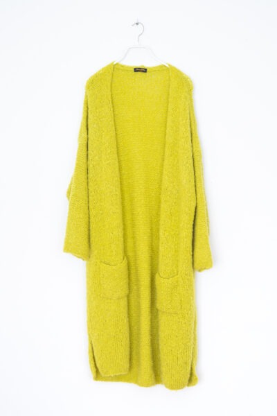 Lana D'Oro Lange Strickjacke in Limettengrün