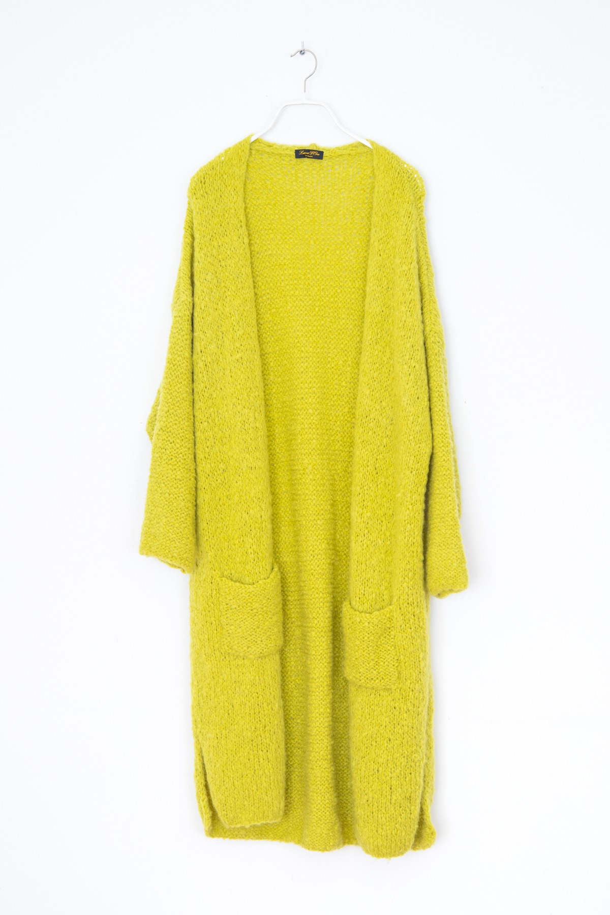 Lana D'Oro Lange Strickjacke in Limettengrün