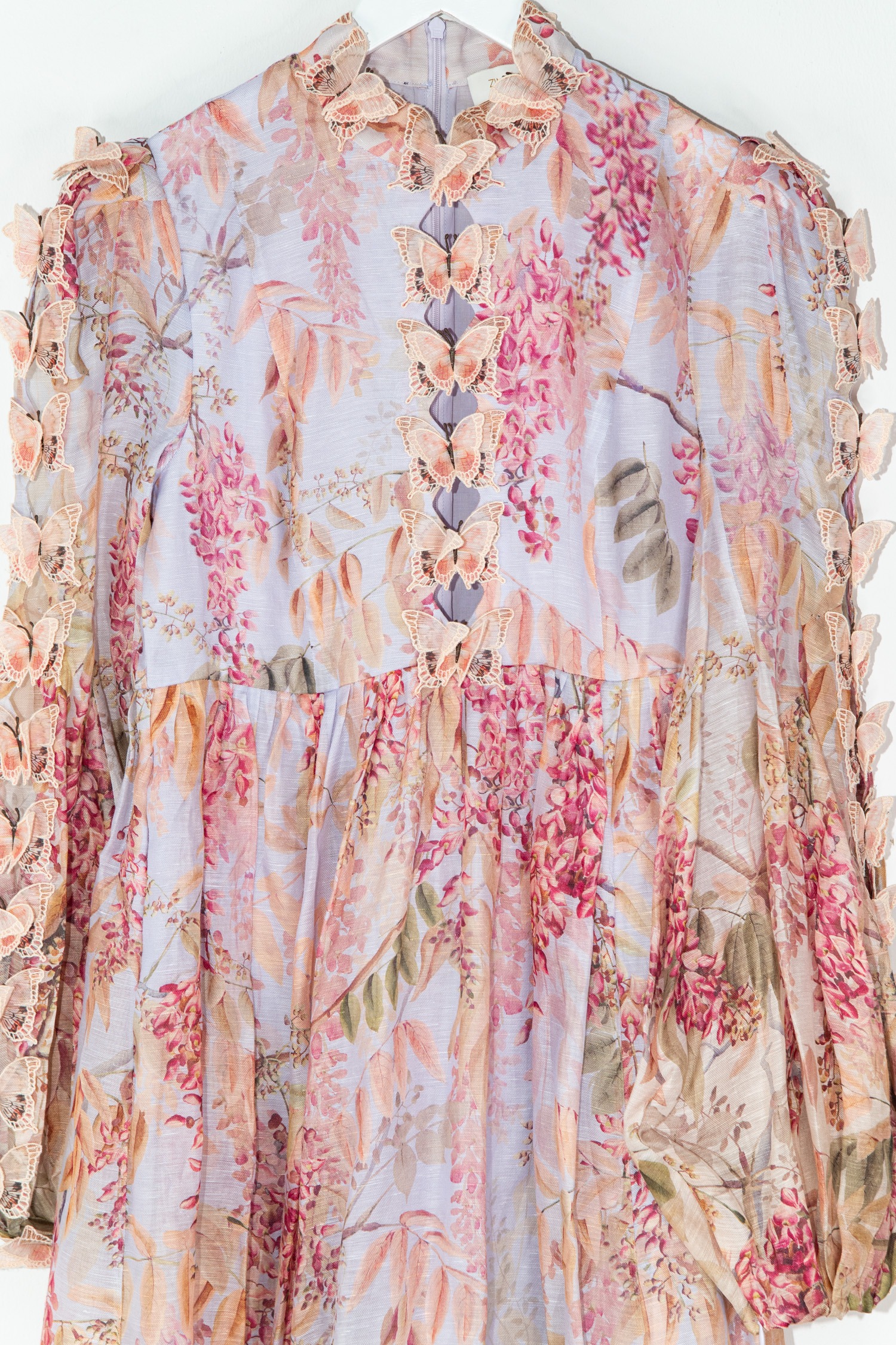 Zimmermann Maxikleid mit Schmetterlingen in Fliederfarben