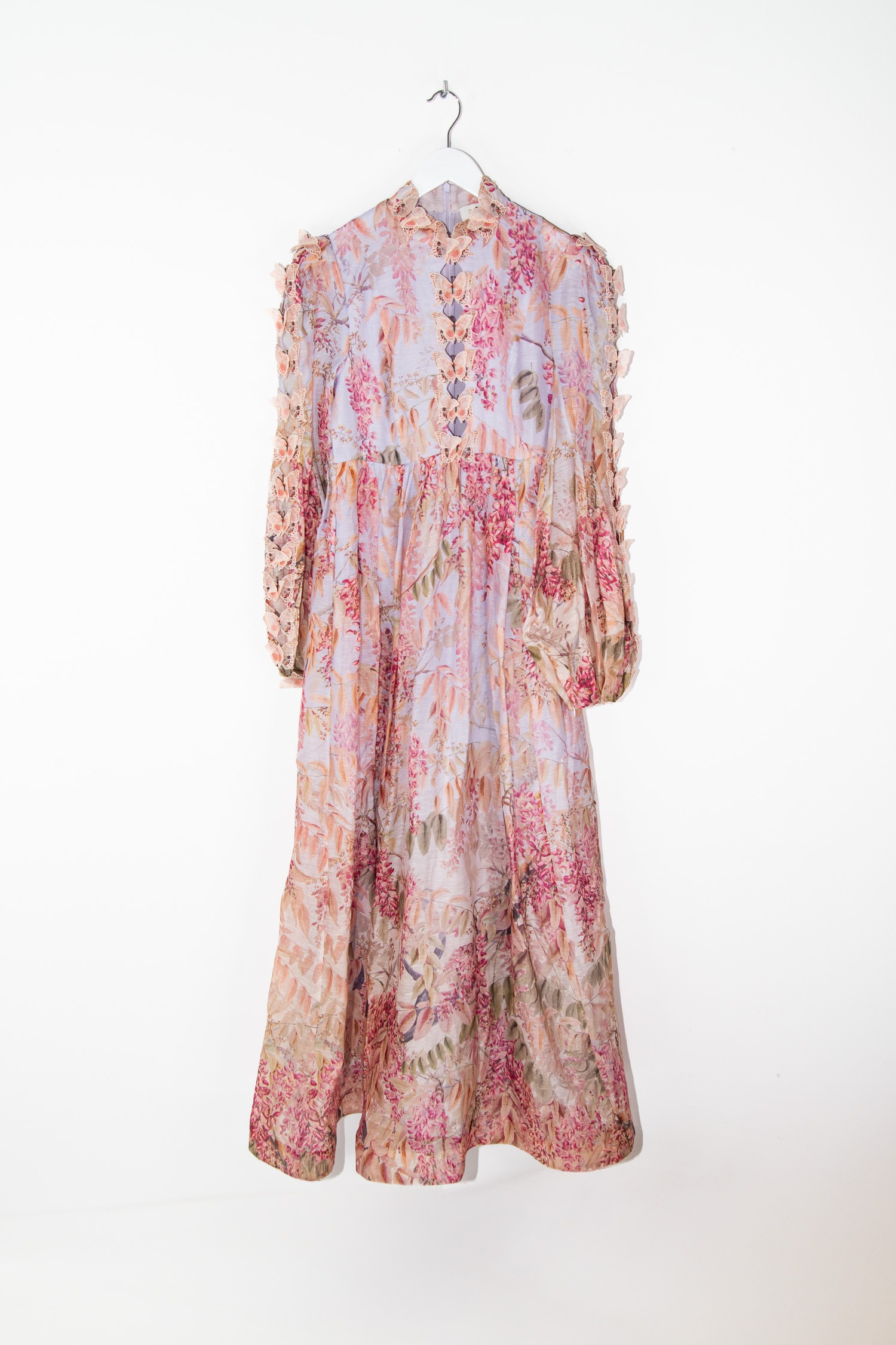 Zimmermann Maxikleid mit Schmetterlingen in Fliederfarben